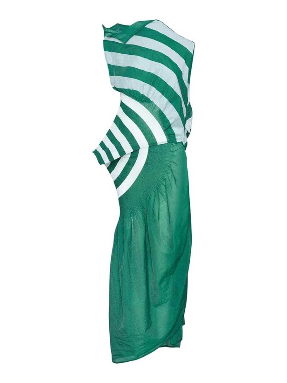 Issey Miyake rare GREEN hued long, A-line dress with a wide neck .JP2, US S/M